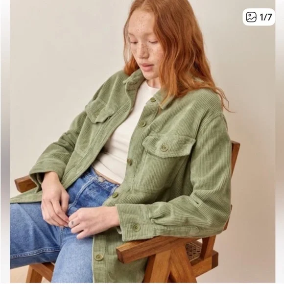 Reformation artichoke Green Corduroy Jacket size xs - Picture 3 of 8